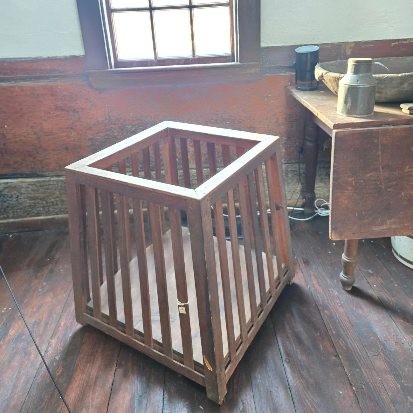 Who wants to help me decorate?! This is a toddler playpen in the kitchen of the Holyoke-French house. What should I put in it to style it a bit more cozy and tiny-person friendly? 

This playpen was most likely made by Israel Herrick at 5 Herrick Roa