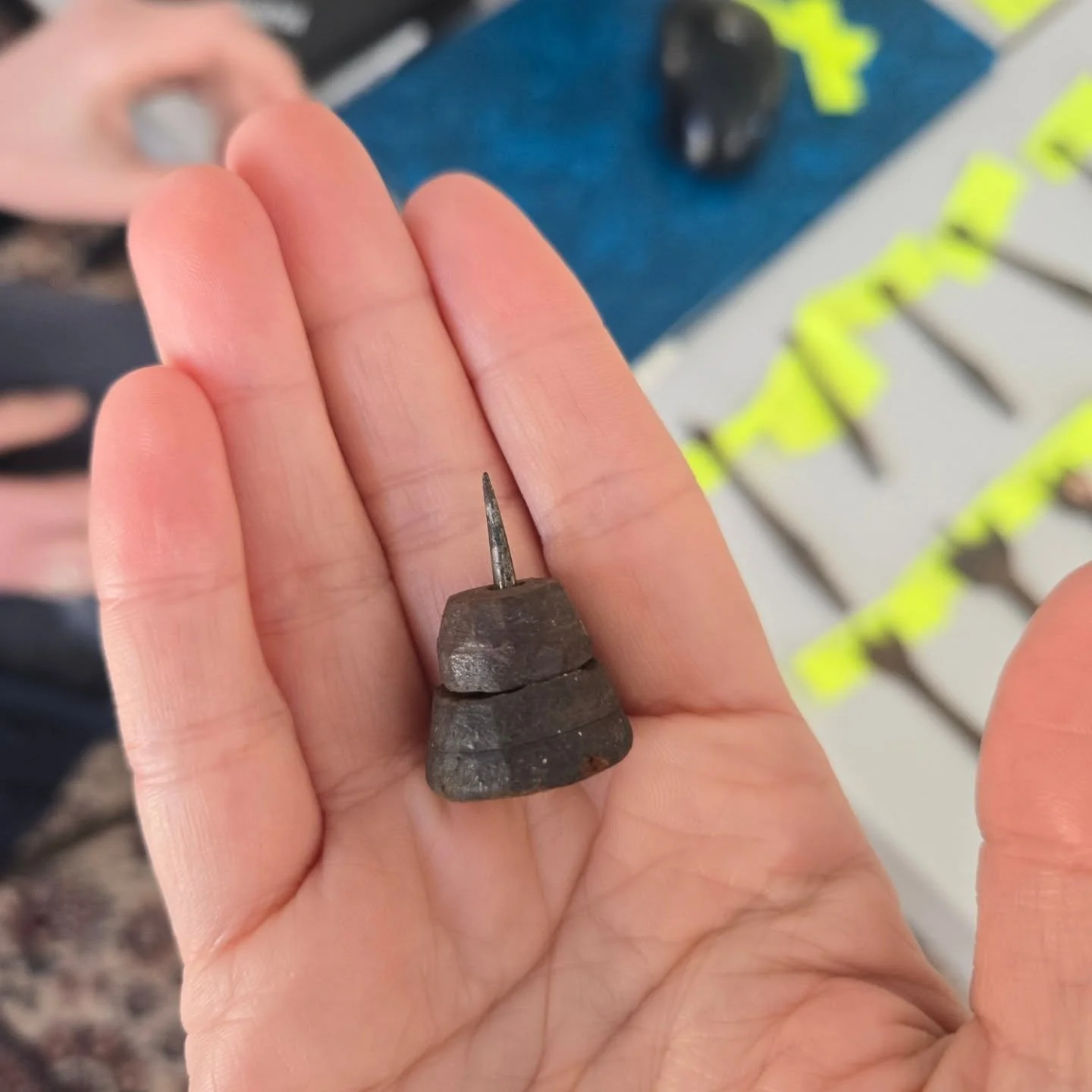Maybe someone can help with this week's Holyoke-French house mystery! We have been cataloging the objects in the Chadwick cobbler shop and came across about 5 of these in a drawer. They look like awls, but they are so tiny! Made out of carved bits of