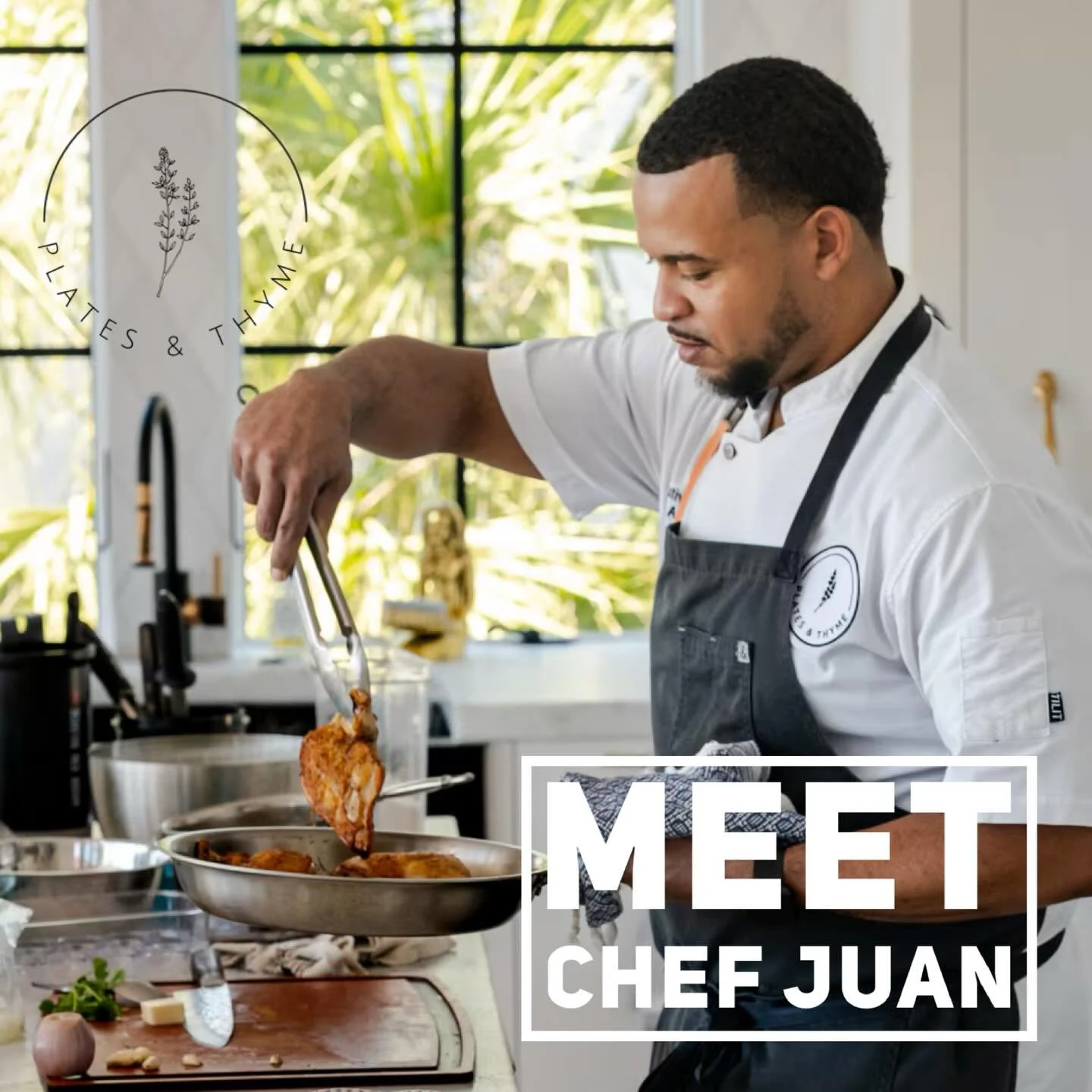 Meet Chef Juan
I&rsquo;m Chef Juan Acevedo, founder and executive chef of Plates &amp; Thyme. I&rsquo;m a Black and Puerto Rican chef with over 15 years of experience leading kitchens at the highest level&mdash;from luxury resorts and private clubs t