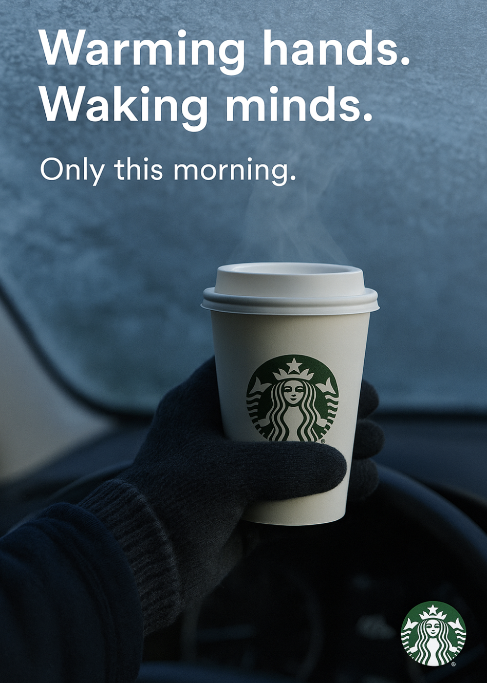Starbucks Coffee Campaign "Warming hands. Waking minds. Only this morning."