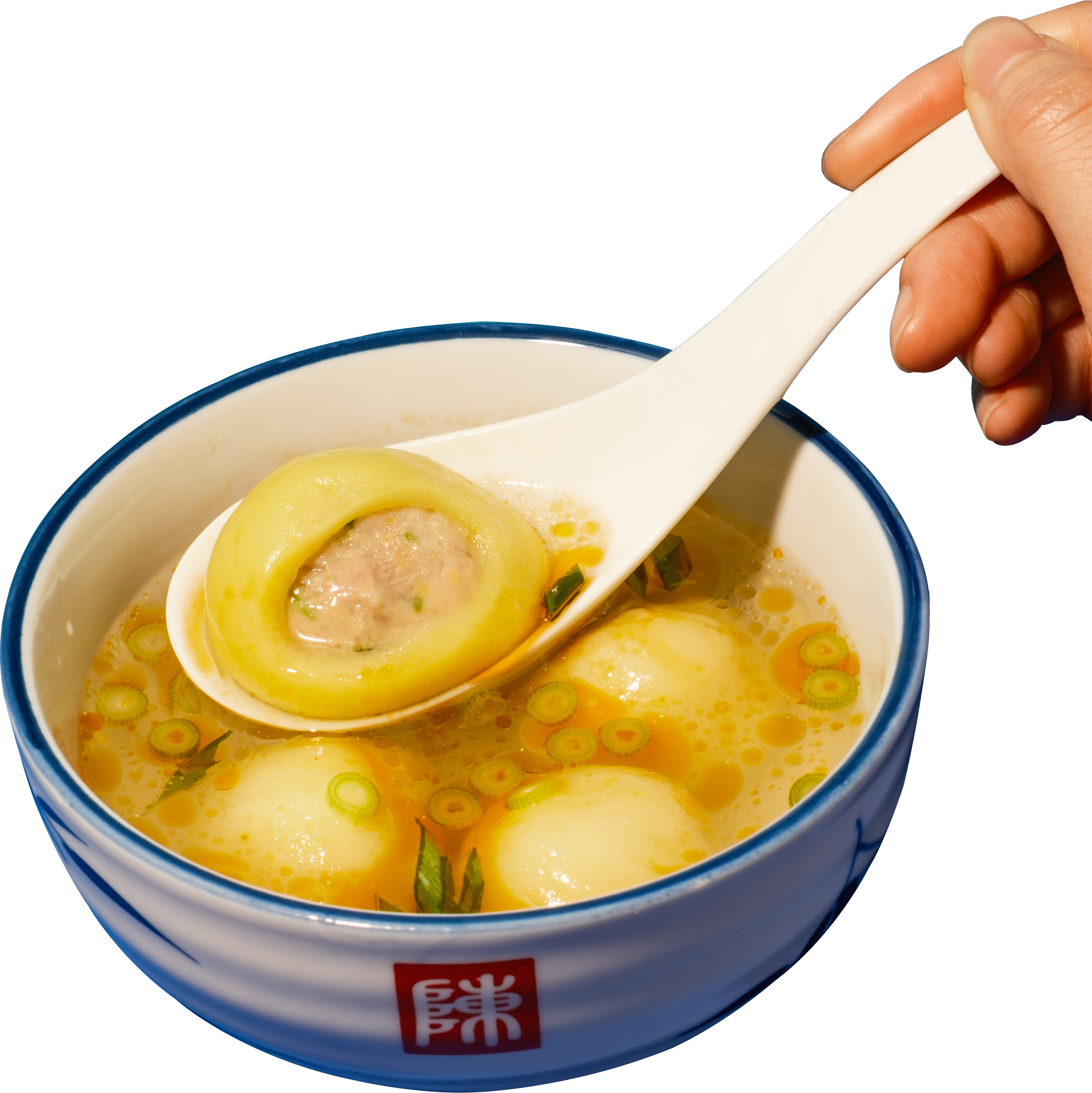 Chenzi potato ball dumpling soup in a bowl