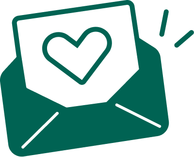 Illustration of mail envelope with a heart