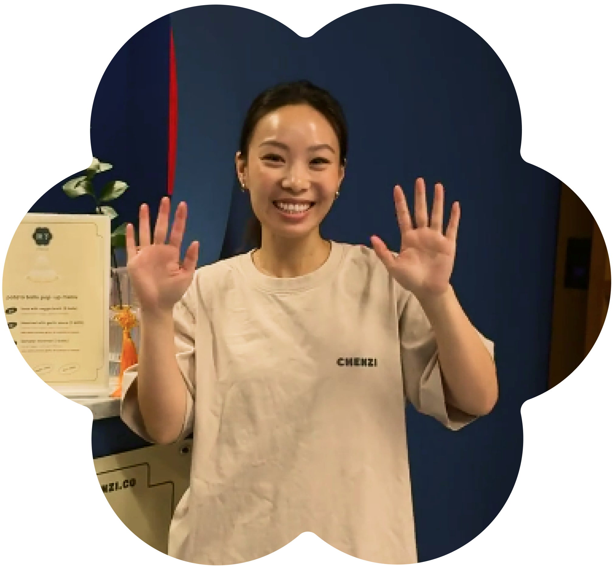 Portrait of Christina, the founder of Chenzi, smiling at a Chenzi event