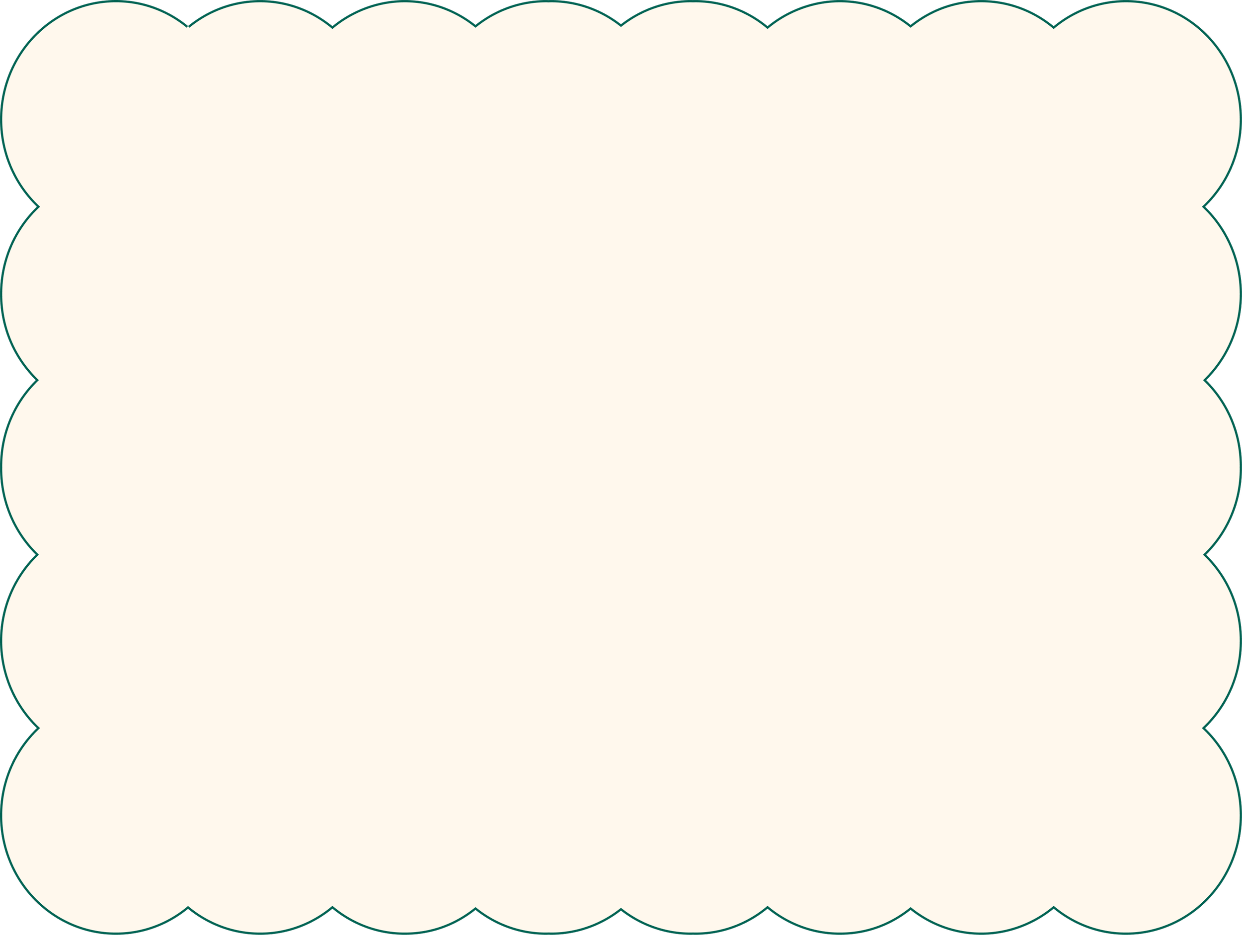 Blank cream decorative scalloped border with a dark green outline