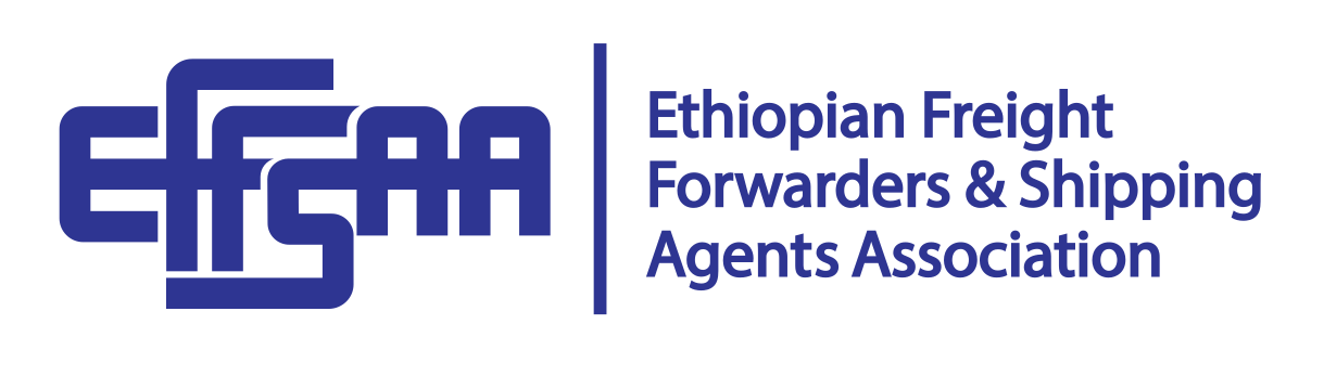 Logo of Ethiopian Freight Forwarders & Shipping Agents Association with text in blue