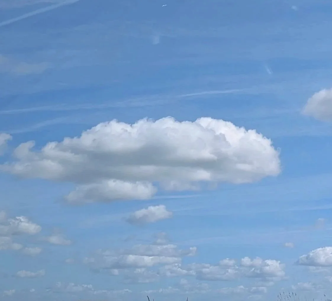 Blue sky with scattered white clouds