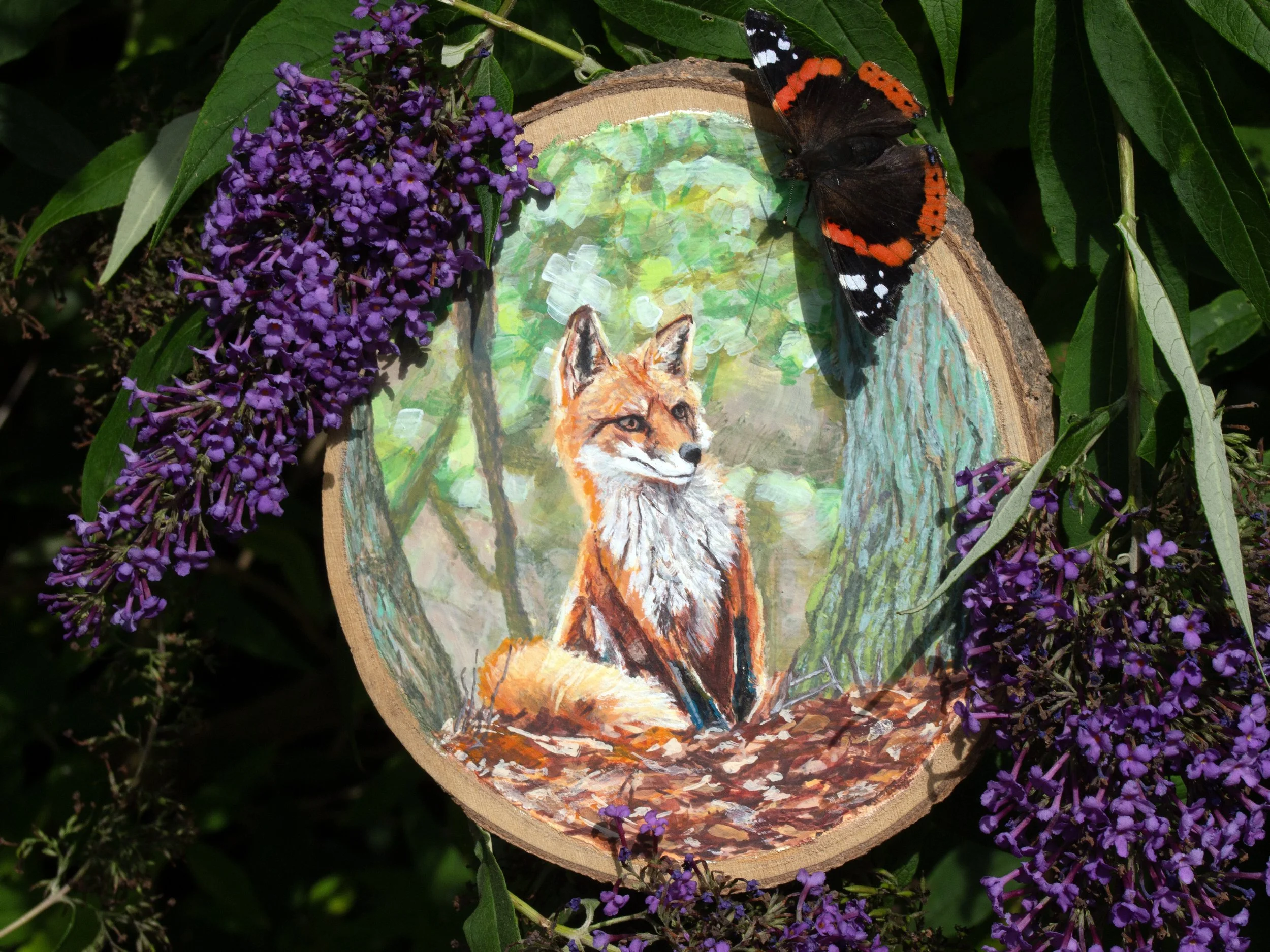 Forest Fox on Wood - Original Painting