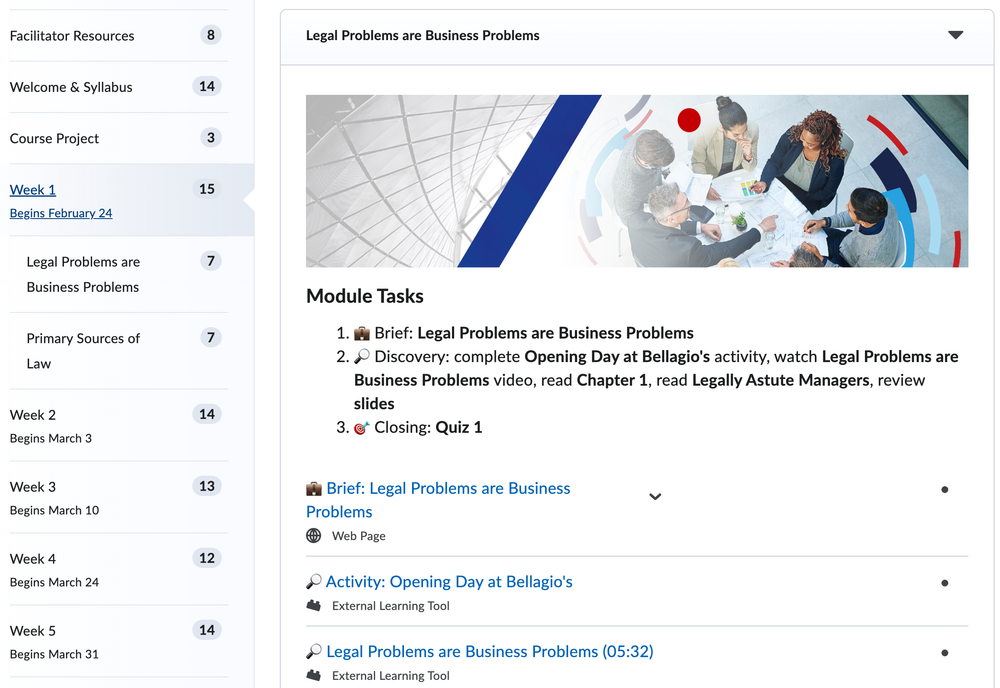Instructional Plan embedded in topic module