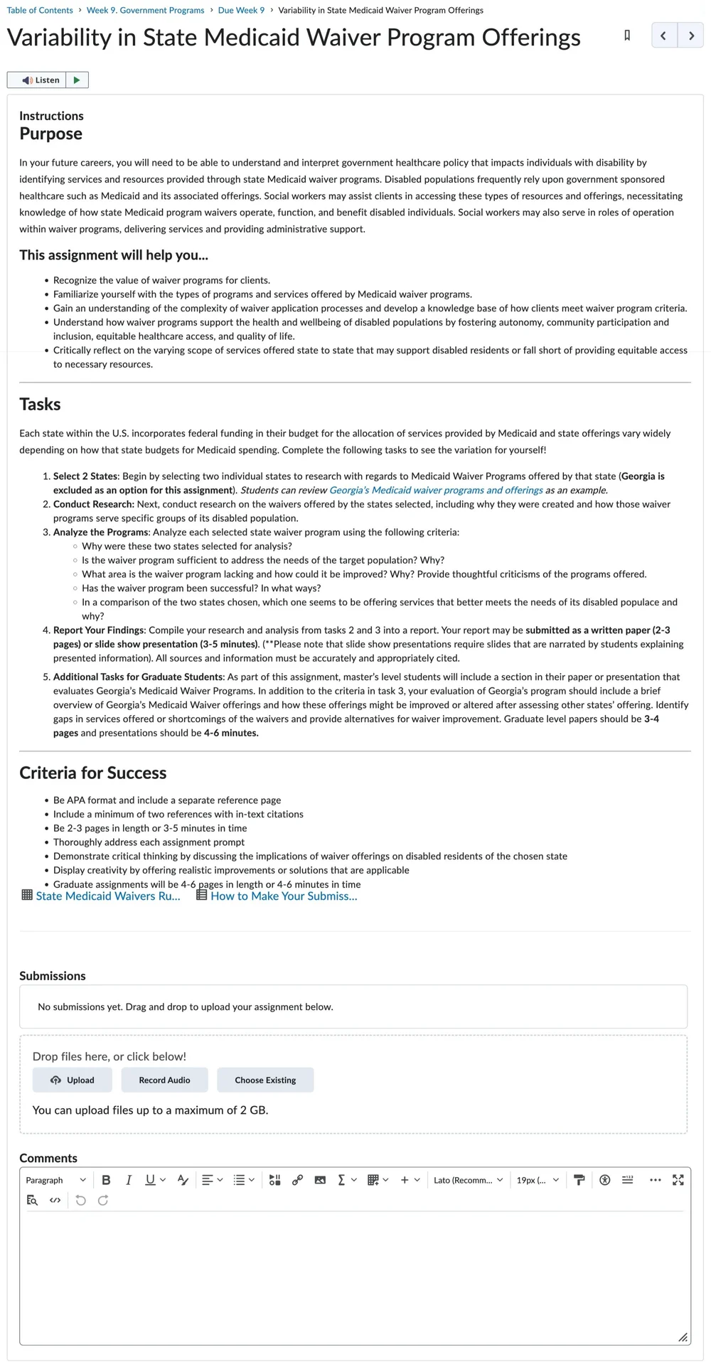 Embedded Assignment Instructions