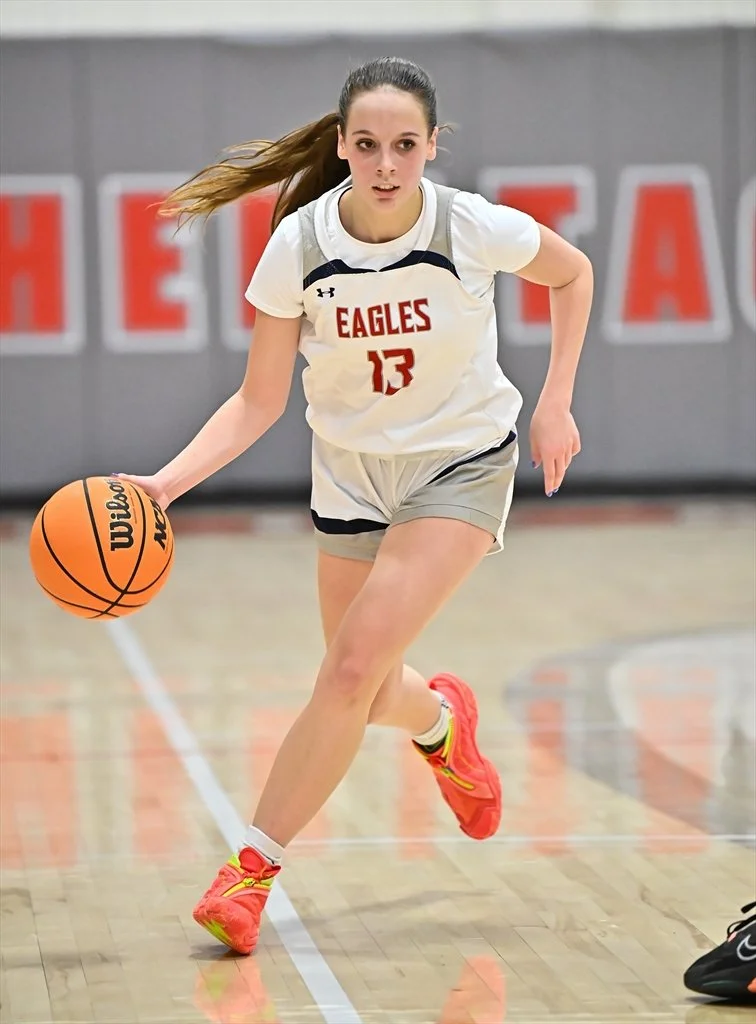 Lion Naomi Sanchez attacking for the varsity at Heritage High School. 