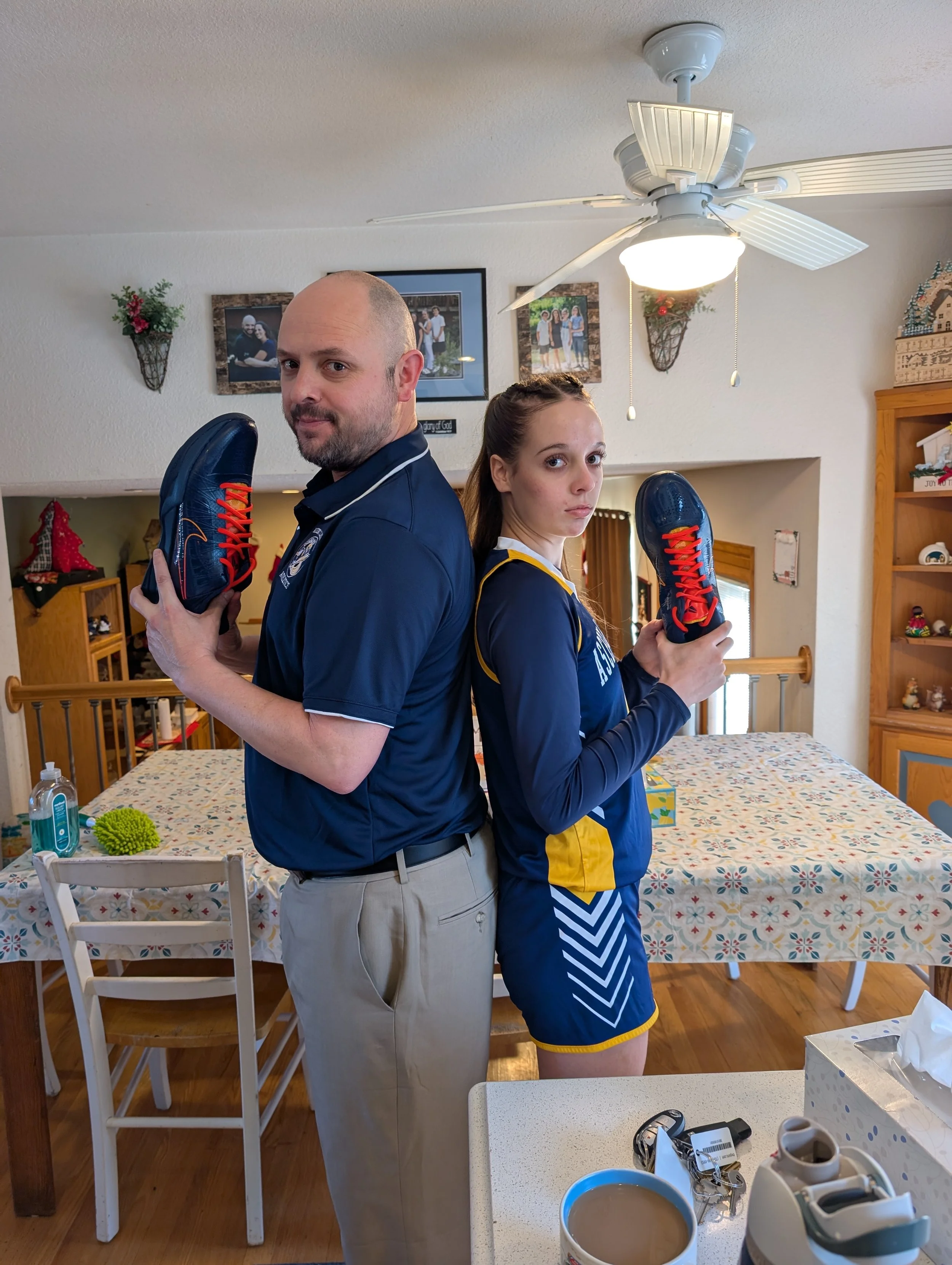 Lions HC Reggie Sanchez with Lion Naomi Sanchez as they prepare to compete for the varsity this year at ACADC. 