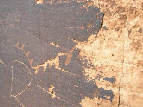 Even a lone ancient petroglyph, some 600 feet up from the other sites, had graffiti near it.
