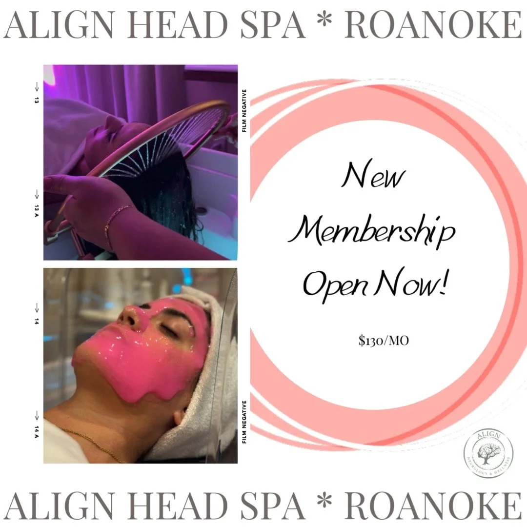 β¨ Align Head Spa Membership – $130/month β¨
Your monthly retreat for calm, clarity, and self-care.
What’s Included:
• πΏ One Classic Head Spa session each month (60 minutes of deep scalp cleanse, exfoliation, massage, and hydration