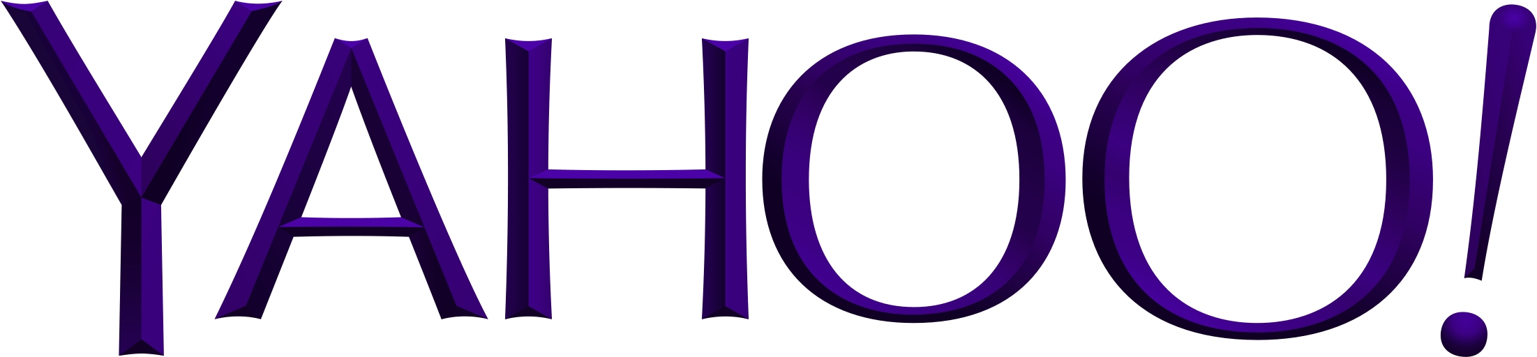 Logo of the 'YAHOO!' website with purple text and white background.