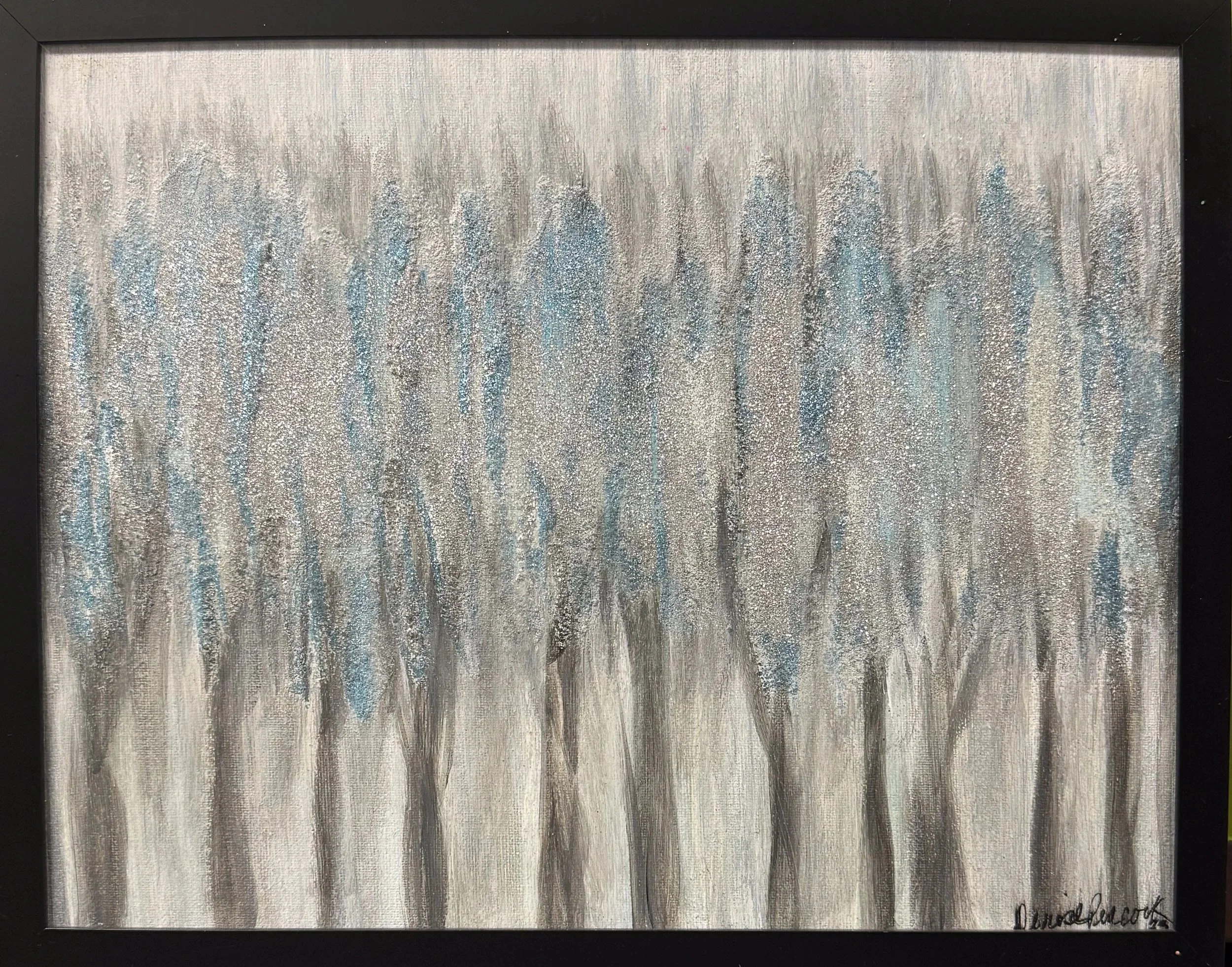 "Glitter trees" 16x12" mixed media framed artwork