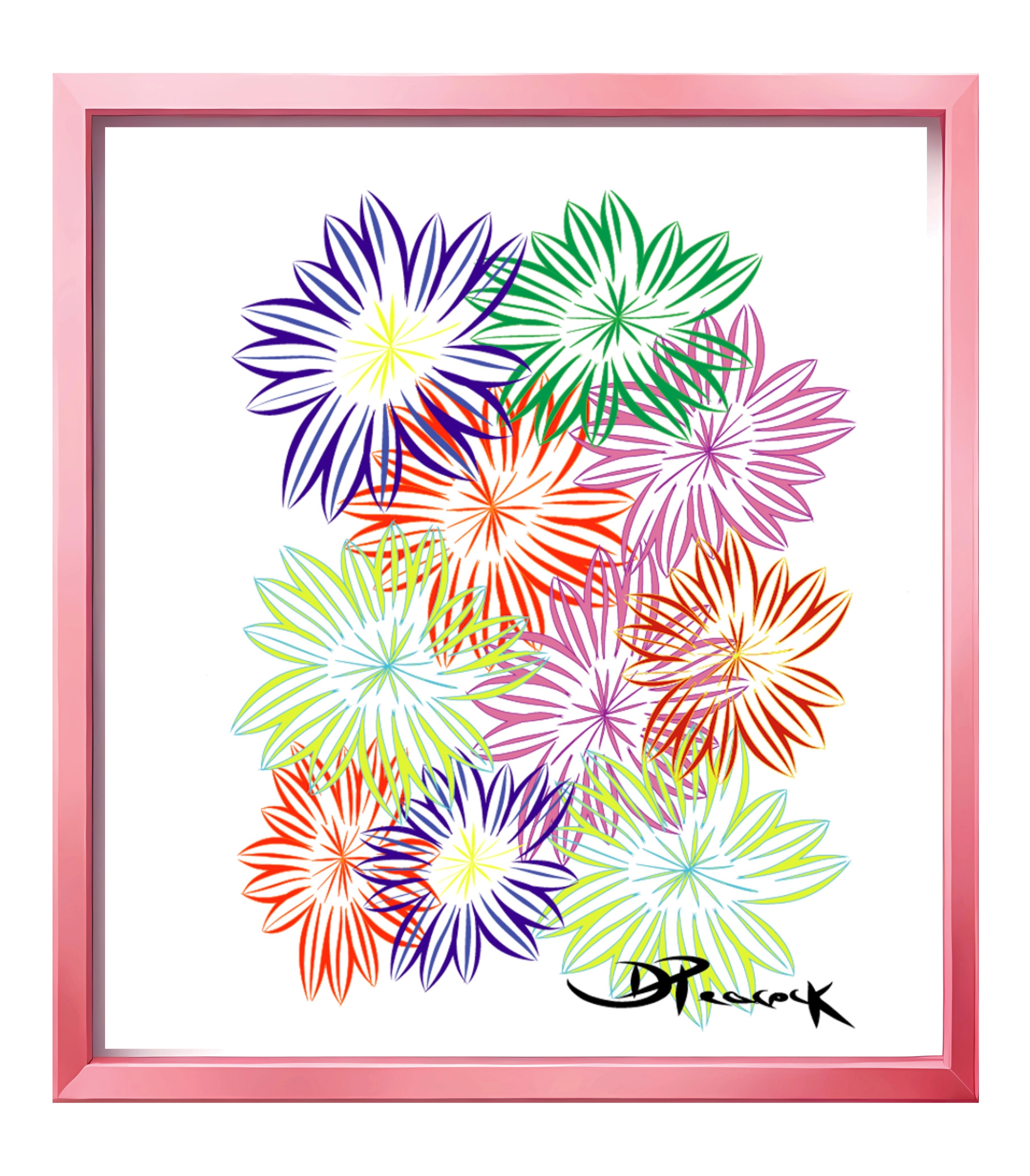 Daisies doodle art colorful vector graphics