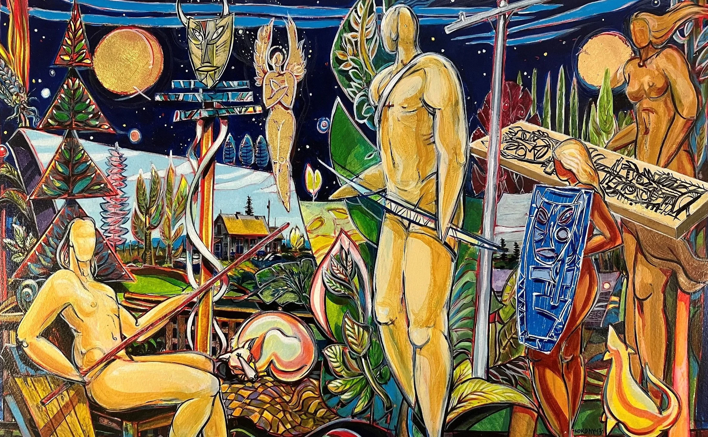36. VISITORS 2013 acrylic on canvas 12 x 18.jpg