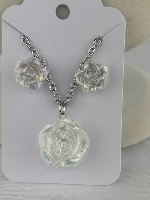 Tatum's Rose Earring and Necklace Set