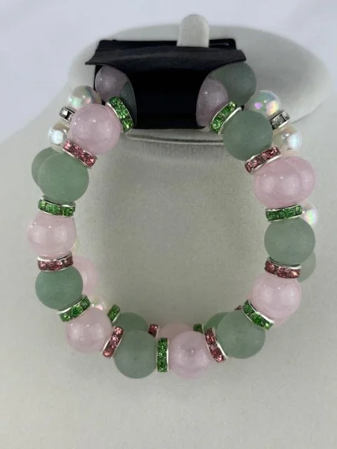 Tatum's Pink and Green Earring, Bracelet and Necklace SET