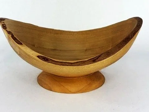 Hand Turned, Oval Birch Wooden Dish