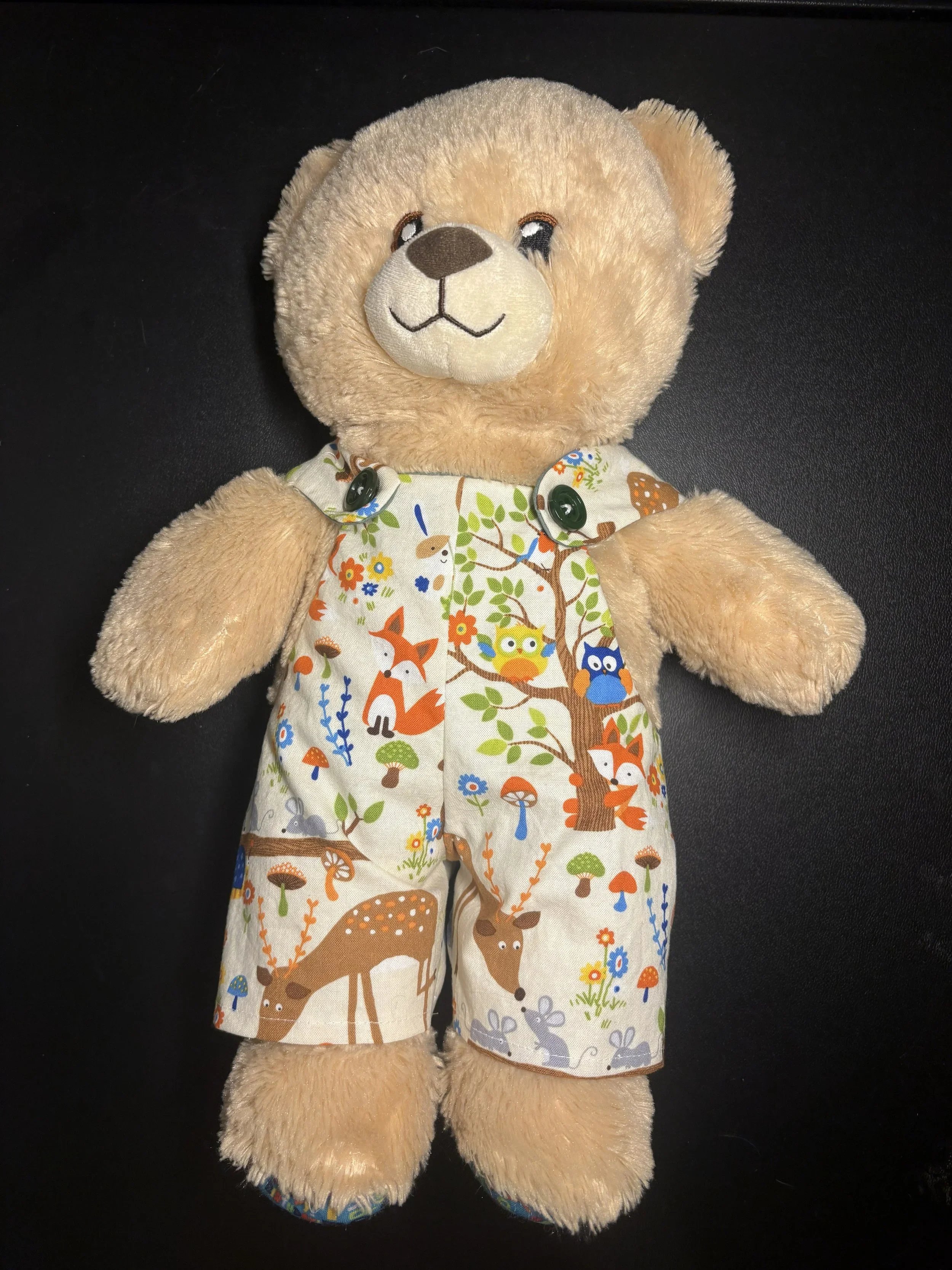 Overalls with forest friends for your teddy bear