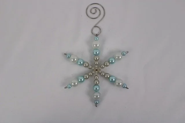 Snowflake Ornament-pearl blue, white and silver
