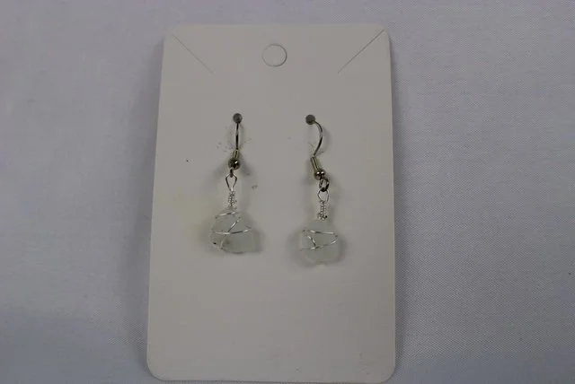 Sterling Silver and White Sea Glass Earrings