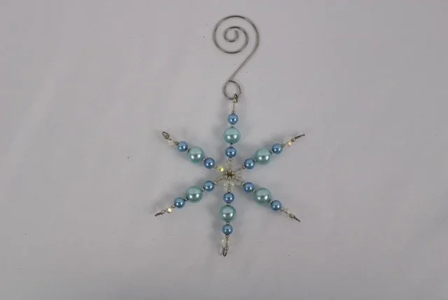 Snowflake Ornament-pearl blue and silver