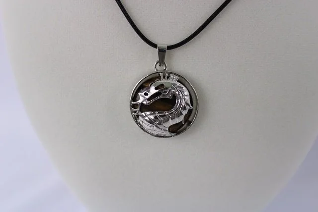 Sydnee dragon tiger eye stone leather necklace.JPG