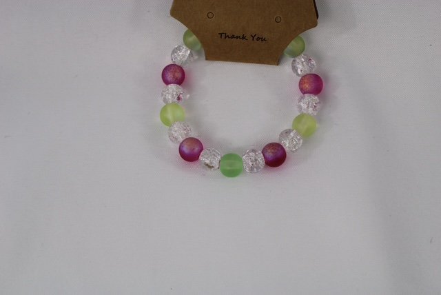Sydnee pink green clear bead bracelette 2.JPG