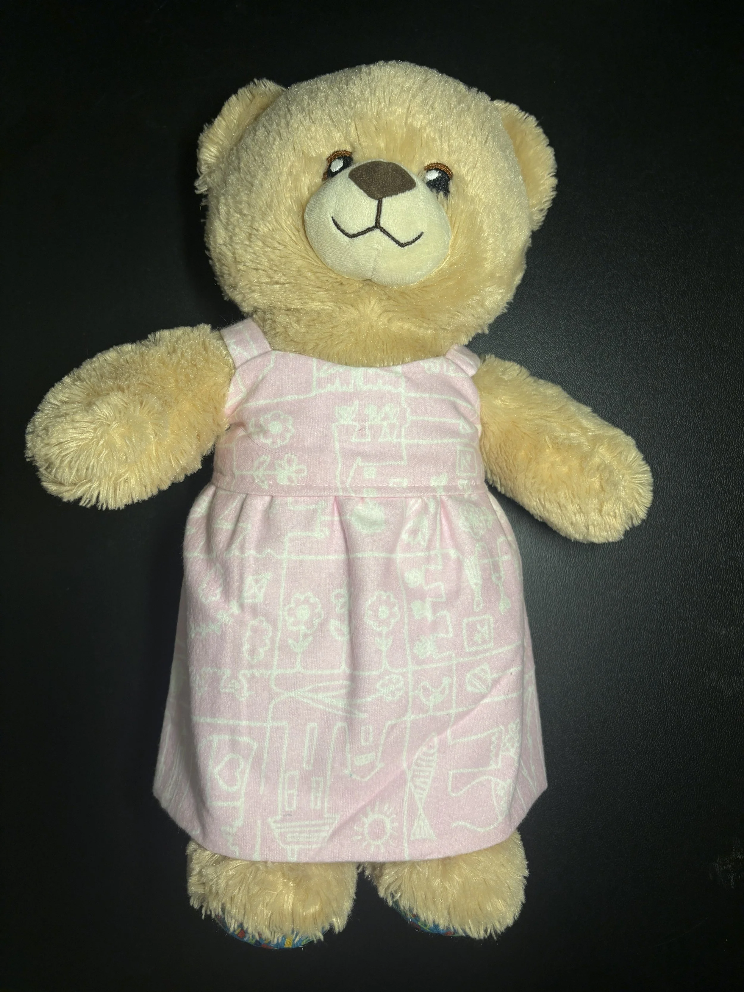 Pink and White Flower Line Teddy Bear Dress