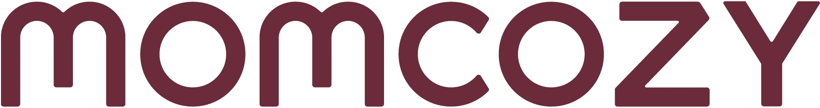 Logo with the word 'moncozy' in lowercase, stylized maroon letters.