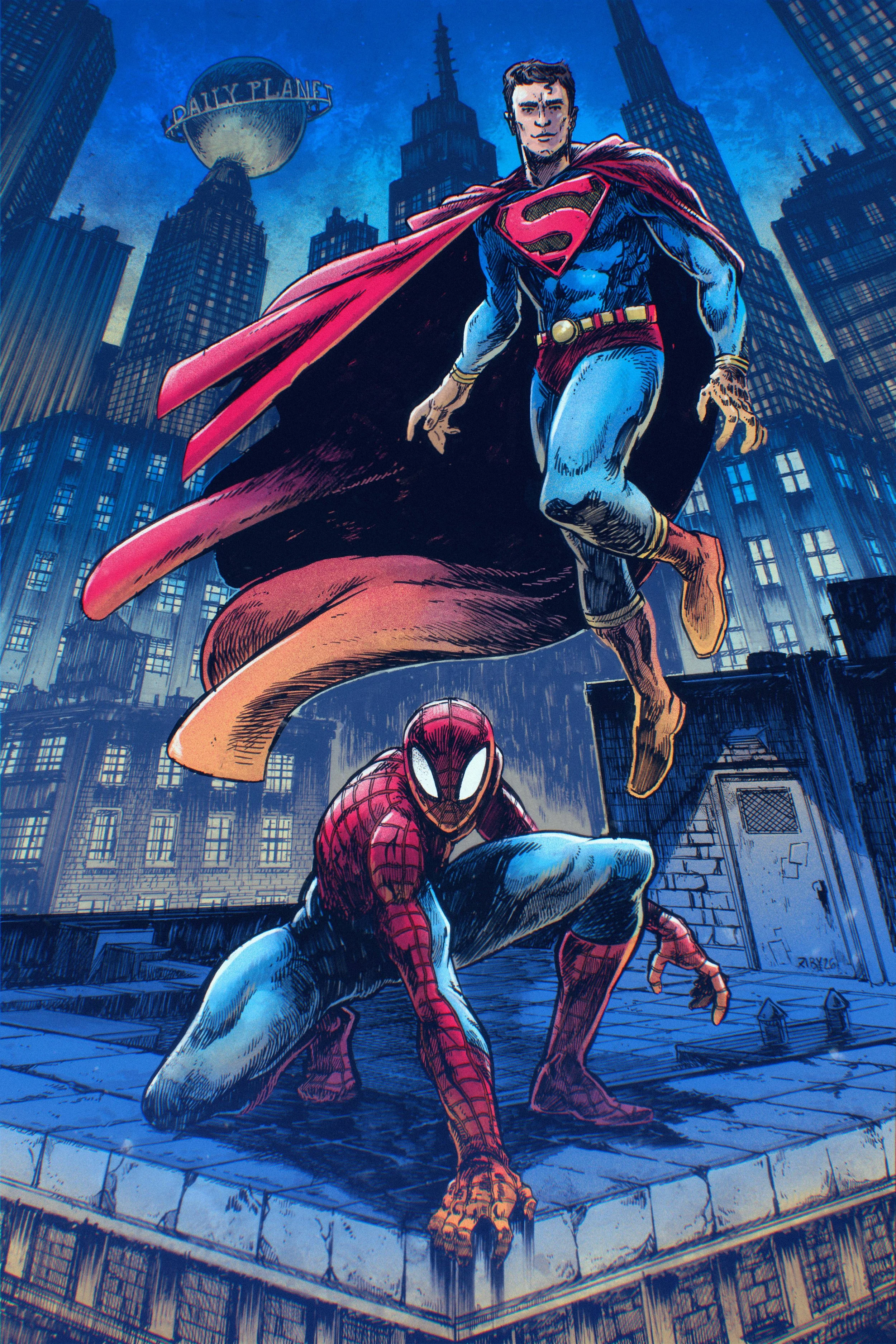SUPERMAN & SPIDERMAN  - COMMISSION