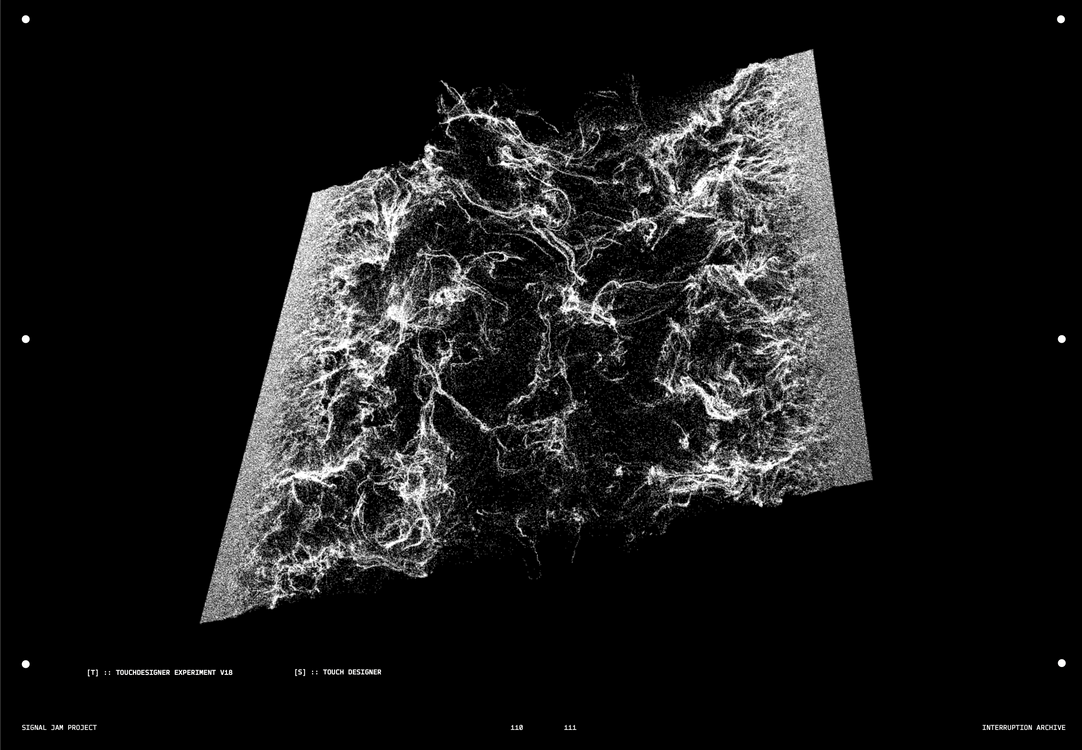 Black background with a 3D white neural network pattern and faint lines of text at the bottom.