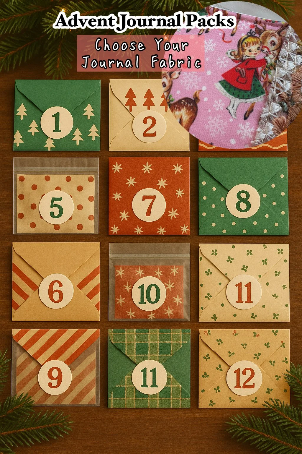 Advent journal pack | reindeer girl + 12 handmade surprises for your journal + gift & extras