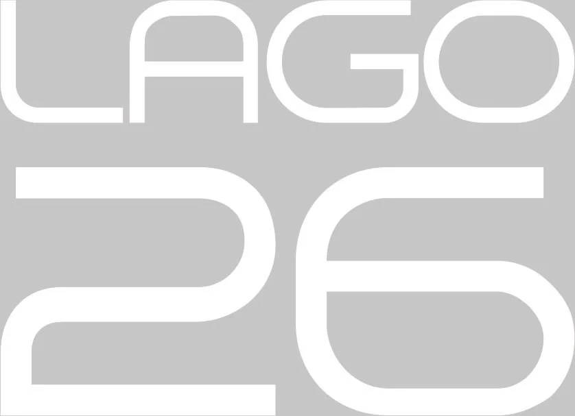 The image features a gray background with the white text "LAGO 26" in large, modern font.