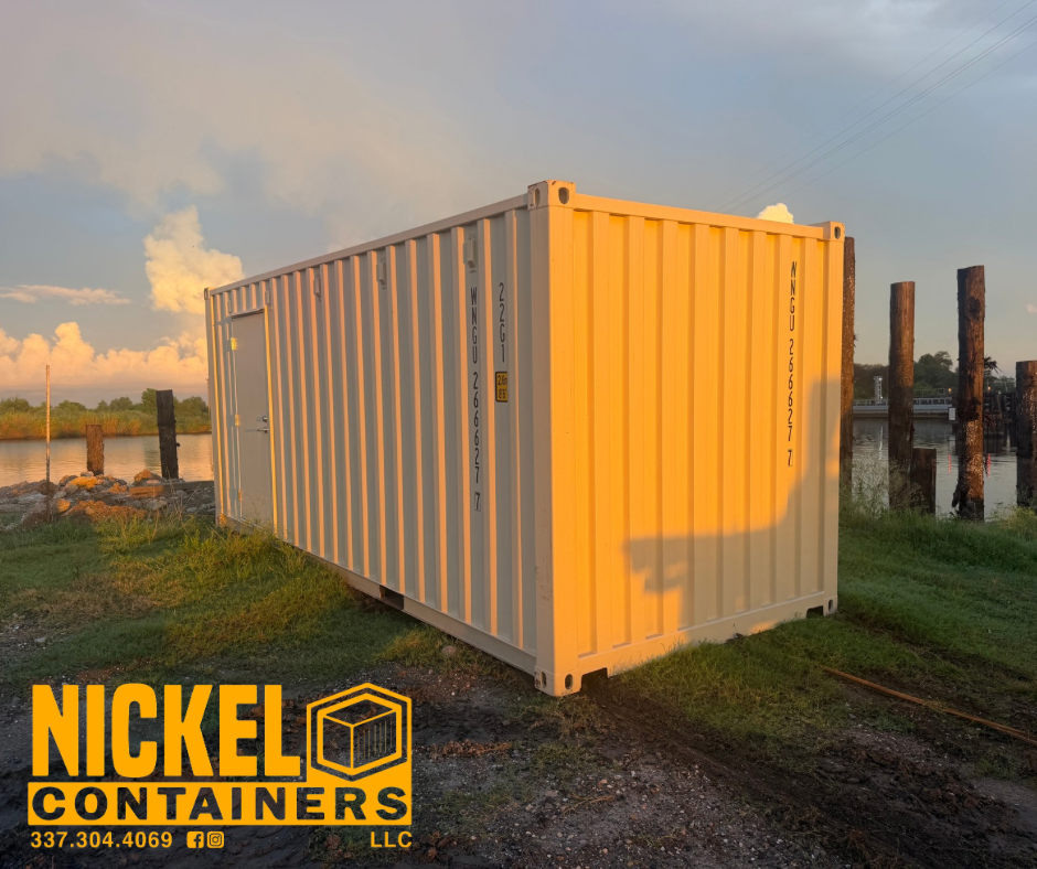 20 FT. new shipping container with a man door added.