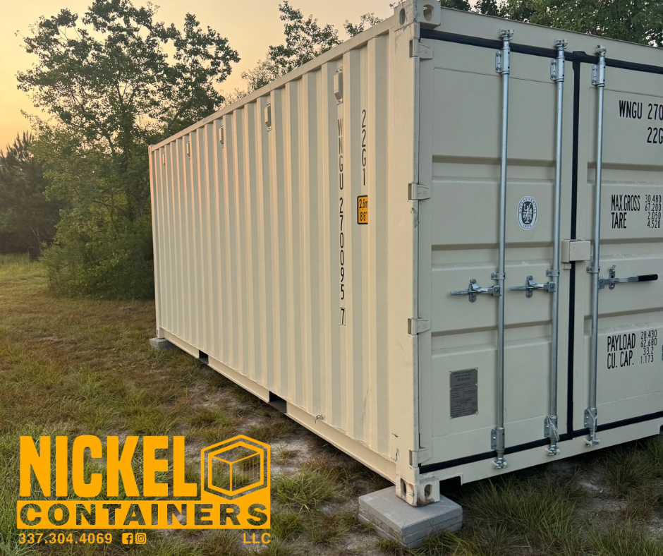 A beige One Trip 20 FT. New Shipping Container