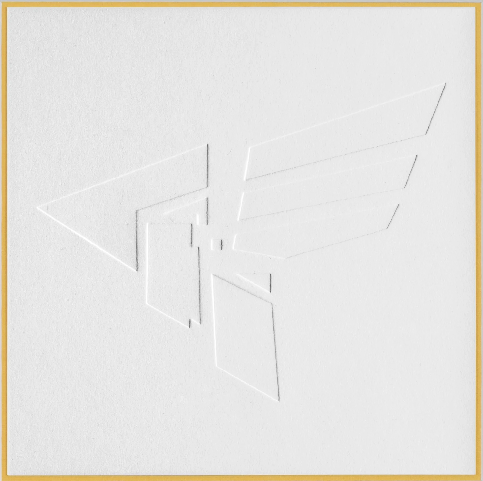 White on white. Exploring transition between line and surface.
Debossed litho print. Limited edition (30cm x 30cm).
2026