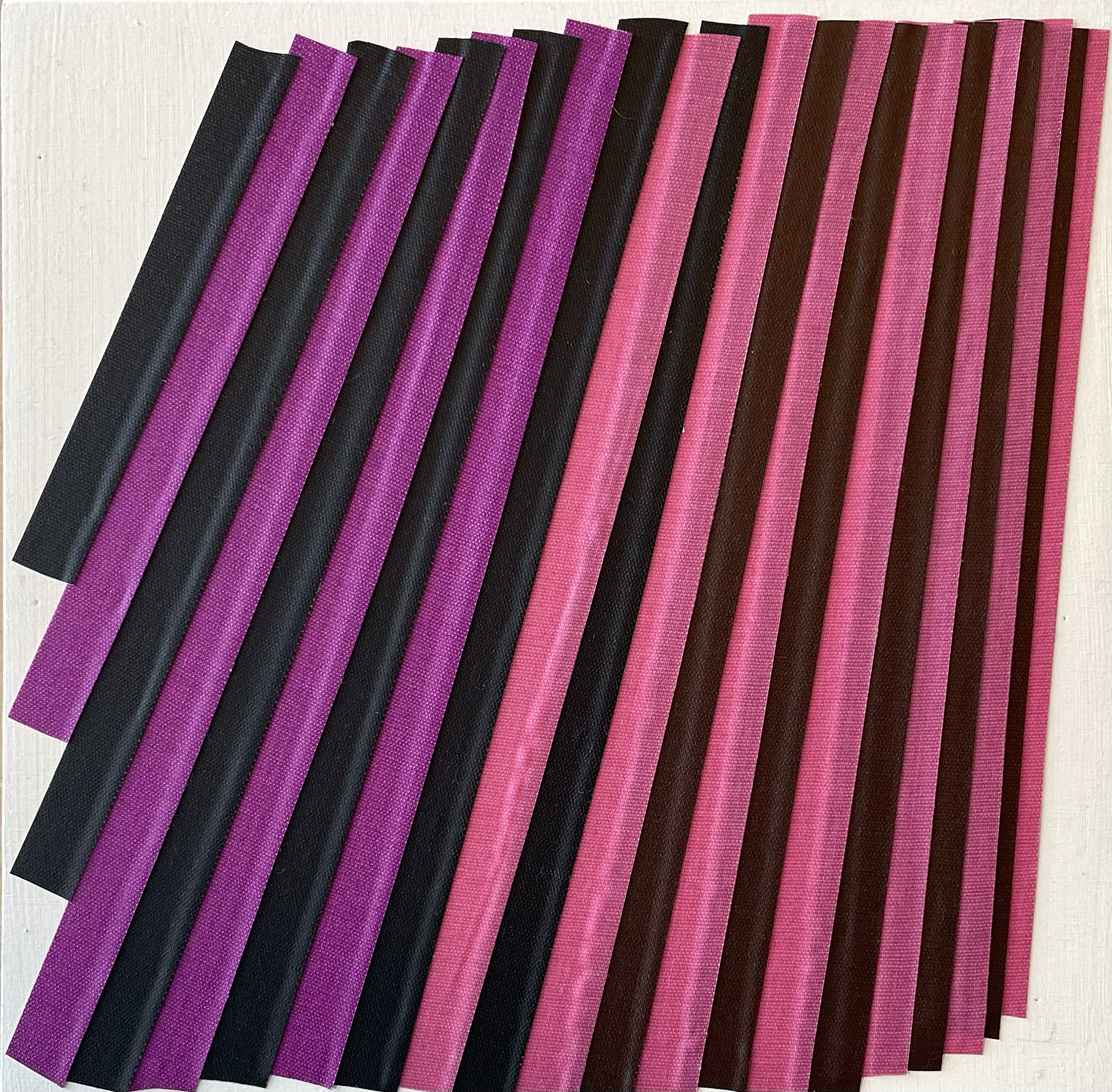 Exploration of movement of light pouring through the pink perspex canopy onto concrete floor below. 
Bessemer Building, Imperial College, London.
Tonal cloth tape on birch plywood board.
20cm x 20cm.
2026