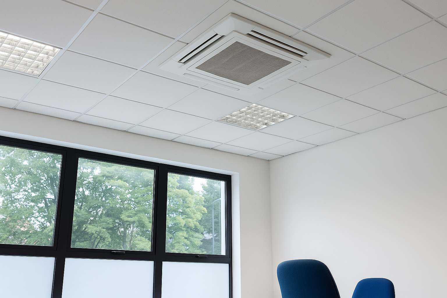 Ceiling Cassette Units - Discreet design delivering efficient heating and cooling with even air distribution
