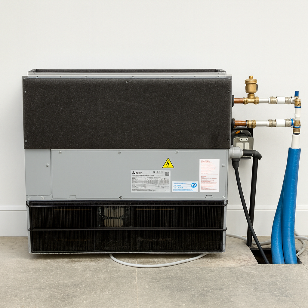 Indoor FCUs - Floor and ground mounted units with precision installed multilayer composite pipework, fully insulated for efficiency and longevity.