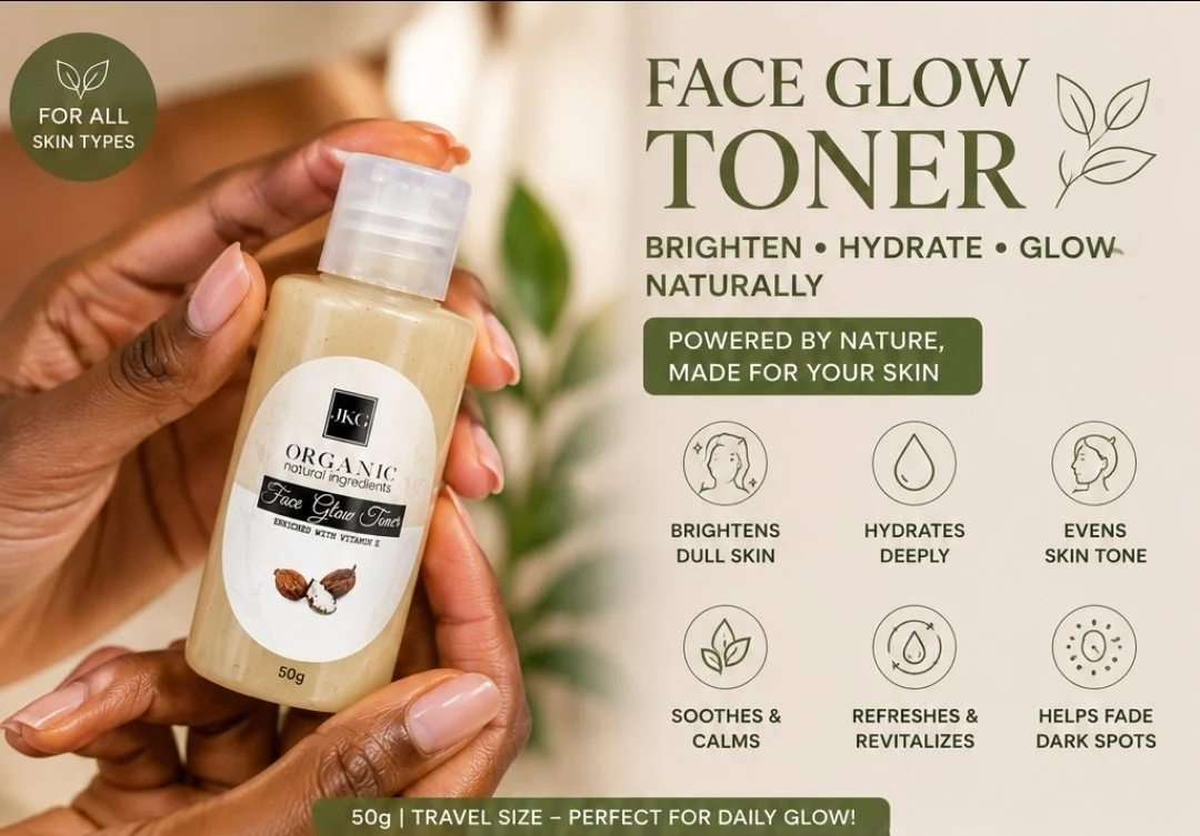 Face Glow Toner (45ml): Reveal a brighter, more radiant complexion enriched with Niacinamide, Vitamin C, and E