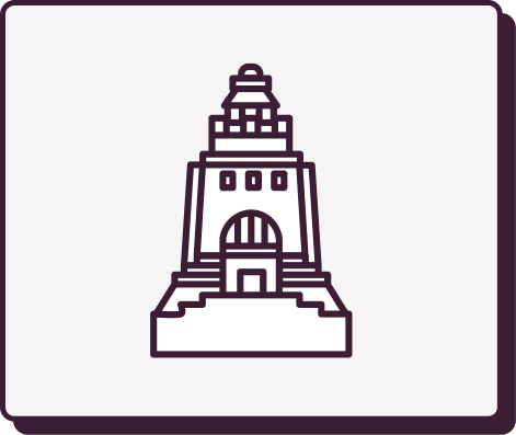 Line drawing of a lighthouse with stairs leading up to the entrance.