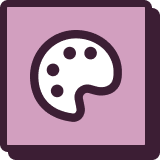 Art palette icon on a purple background