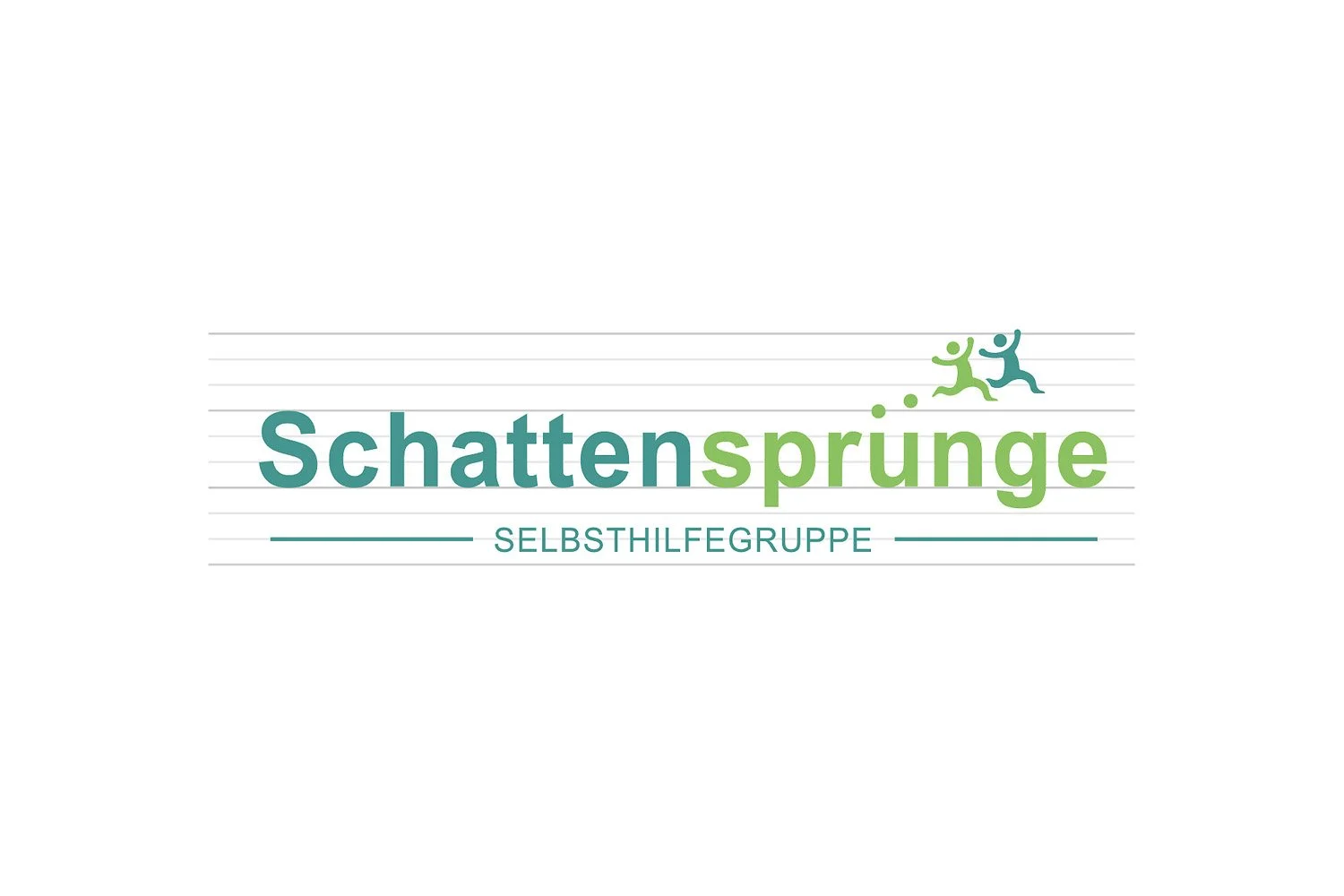 Logo for 'Sattensprünge Selbsthilfegruppe' featuring stylized figures jumping and the organization name in green and blue text.