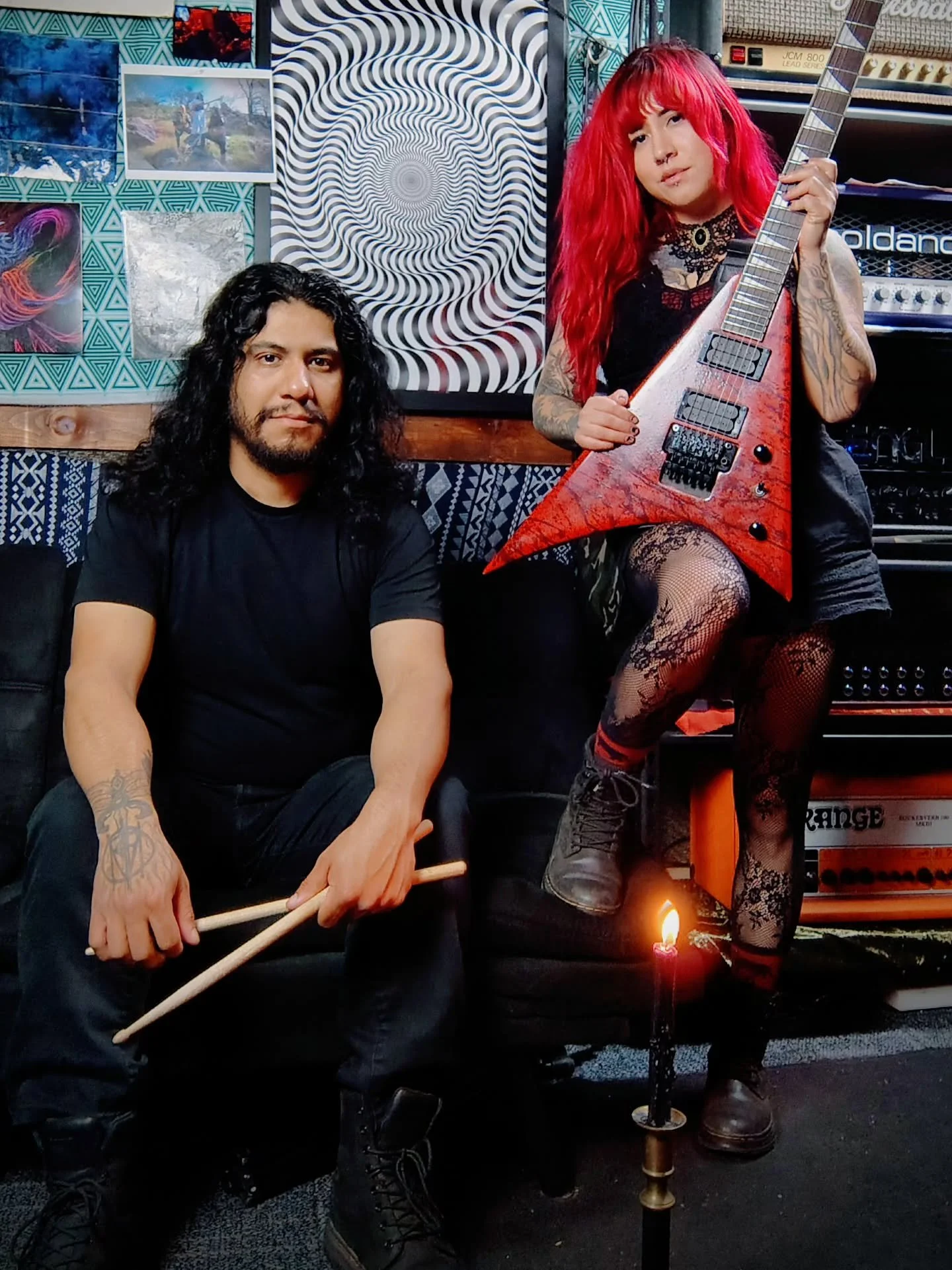 The story continues. Back in the studio for recording and getting prepped and primed to go live and other fun projects.
Stay tuned... Pre-orders go on sale TOMORROW

#bandphoto #bayareametal #portalstudios #redhair❤️ #redguitar #guitarchick #frontwom