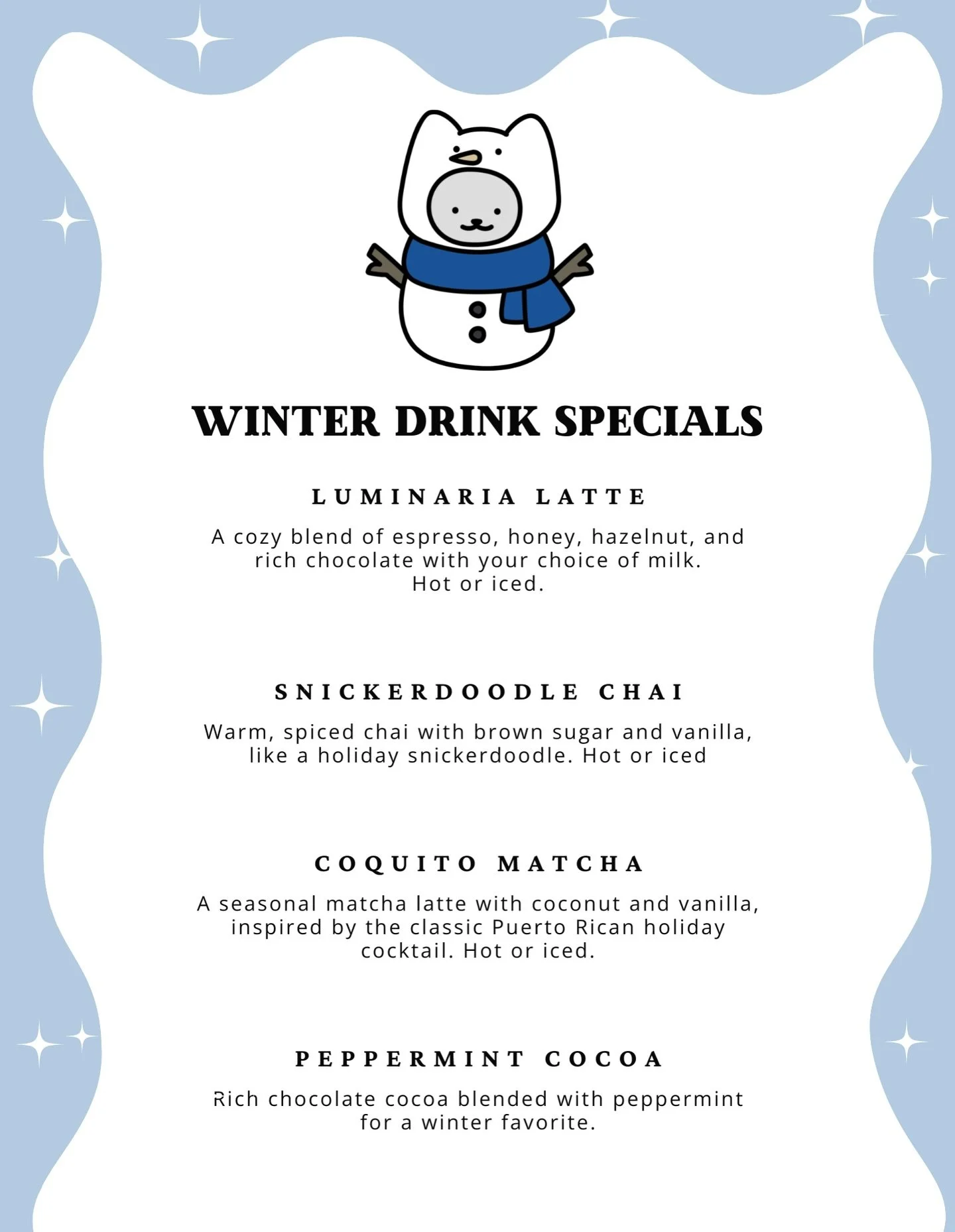 ✨❄️ Winter Drink Specials Have Arrived at the Santa Fe Cat Cafe ❄️✨

Settle in with something cozy this season! Our new winter menu is packed with warm, festive flavors&hellip;perfect for slow mornings, chill afternoons, and visits with our adoptable