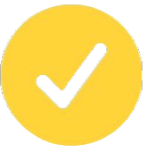Yellow circular icon with a blue check mark inside.