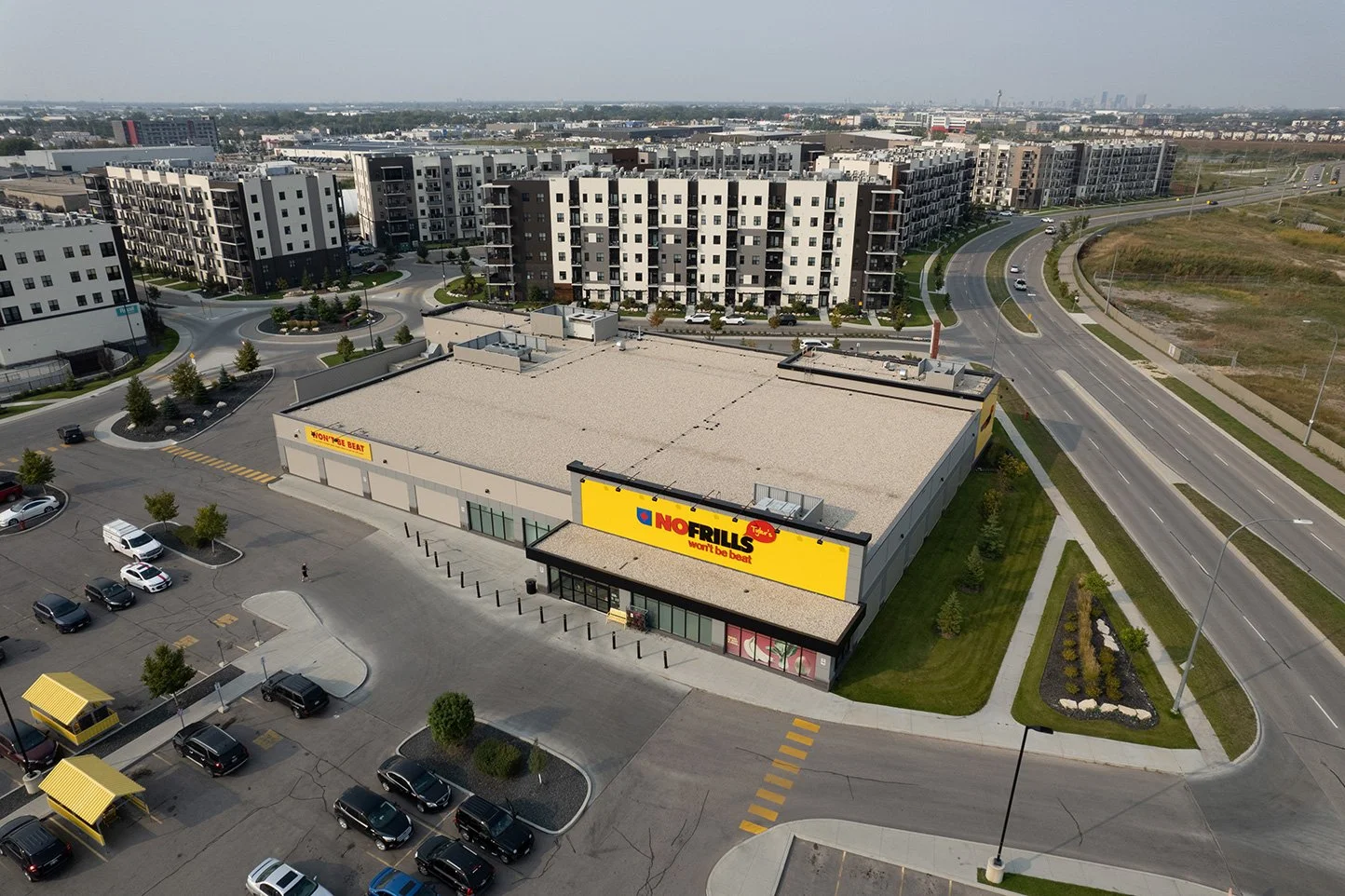 Aerial view of a pristine, litter-free commercial property.